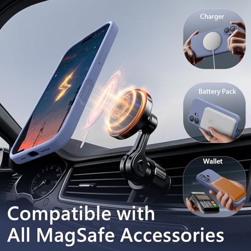 Image of FireNova Magnetic for iPhone 17 Case, Compatible with MagSafe, [Integrated Silicone Camera Control Button] [Camera Protection] Anti-Scratch Microfiber Lining Phone Case, 6.3 inch, Lavender Gray