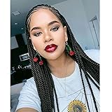 ten chopsticks Black Micro Braids Synthetic Lace Front Wigs for Black Women with Baby Hair Cornrows Half Box Braided Wigs Heat Friendly African Hair 24 Inch (24 Inch/Lace Front Wigs, Black-1)