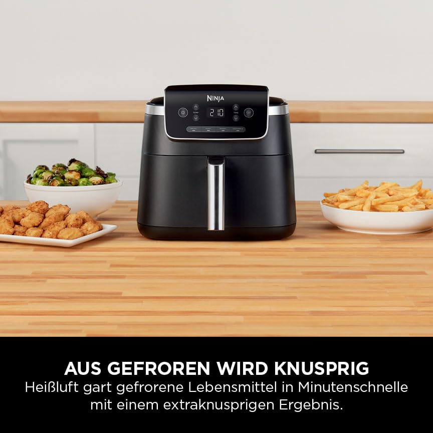 Ninja PRO Air Fryer Heißluftfritteuse, 4,7L Airfryer, Einzelkorb-Heißluftfritteuse, 4-in-1, für 1-2 Portionen, Digital, Kochen aus dem Gefrorenen, Antihaft-Schublade & Crisper Korb, Schwarz AF140EU – Bild 6
