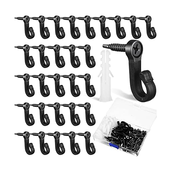 Zhengmy 120 sets christmas light hanger hooks outdoor light hangers hanger wall patio hooks with screw hooks for outdoor string lights for garage party outdoor easy release wire and fairy led lights