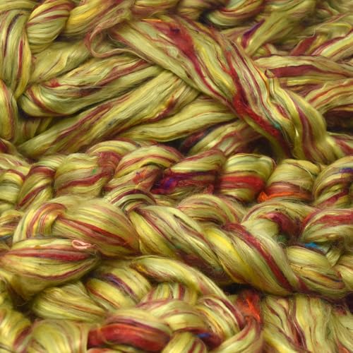 Image of Combed Top Roving. Limited Edition Fiber for Spinning, Needle Felting, Wet Felting, Weaving and Crafting. Fancy, Colorful, Exotic Designer Blend, Spring Flowers
