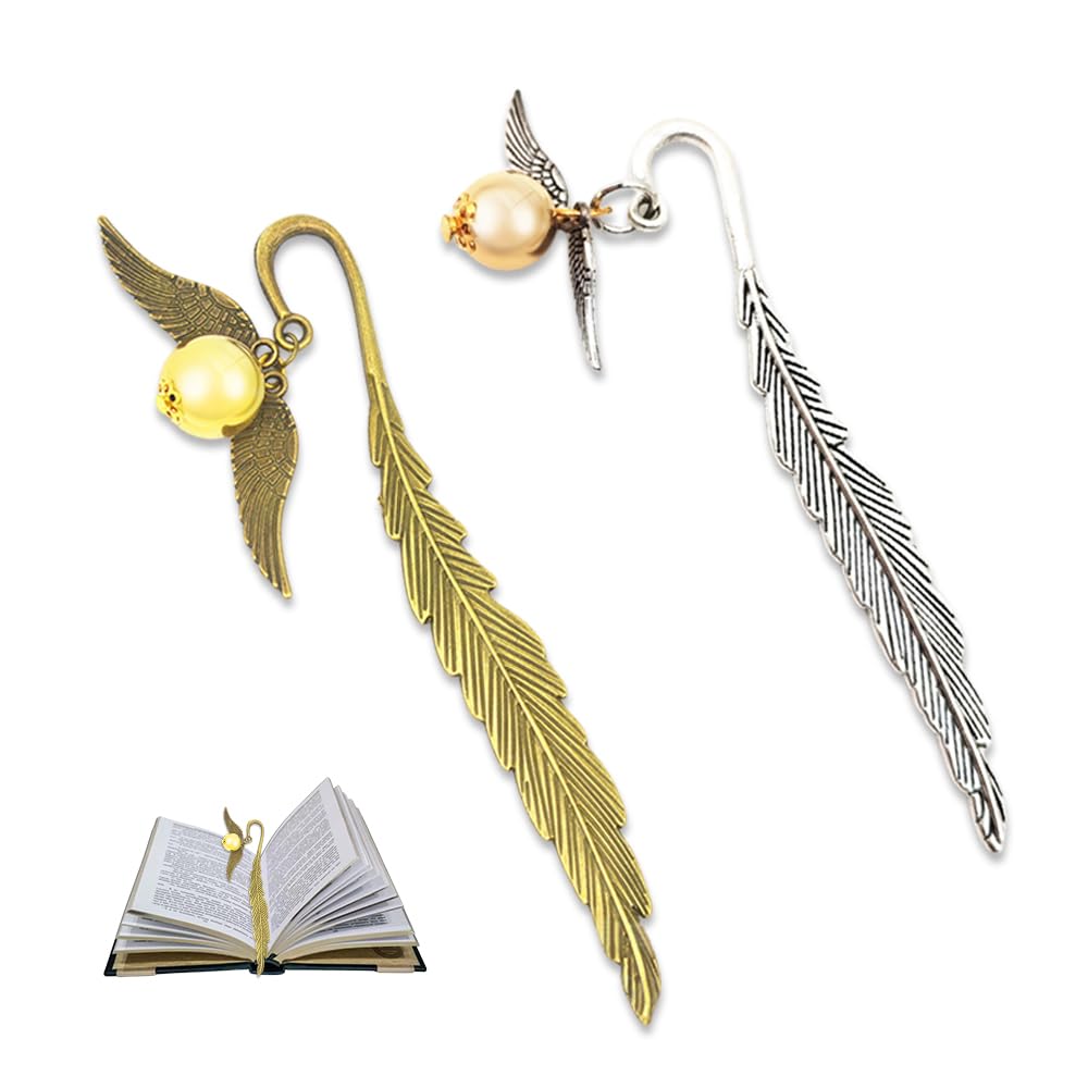 Bieiyhe 2pcs Marcapaginas Plumas Marcadores de Libros Metal Regalo Profesora Marcapaginas Vintage Bookmark Set Puntos de Libro con Colgante Marcapaginas Originales Especiales para Lectores Escritores
