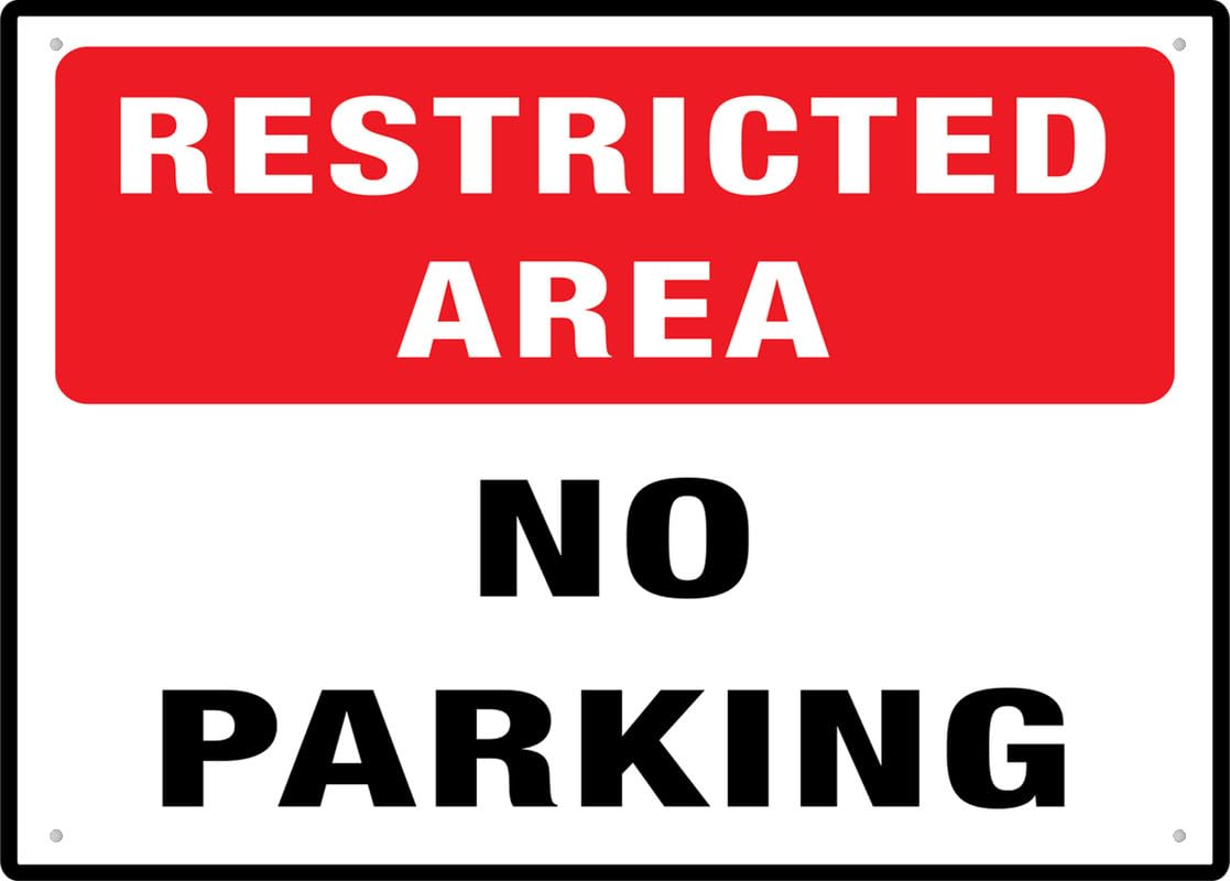 Restricted Area No Parking Aluminum Metal Sign 12"x8" Premium Aluminum Sun-Proof Rust-Free For Home/Yard Use