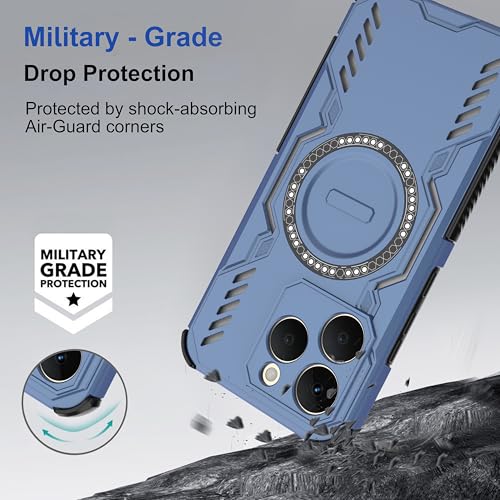 Image of amazon basics Back Case Cover for Realme Narzo 90 5G | Magnetic Case with Built-in Metal Ring | Supports MagSafe Charger, Wallet & Car Mount | Shockproof Hybrid PC + TPU | Blue