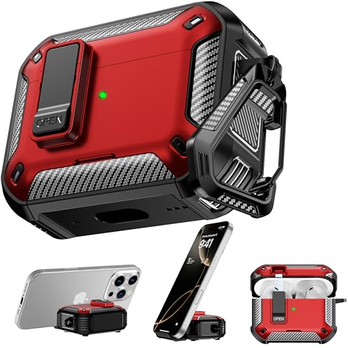 Image of AirPods Pro 3 Case with Safety Lock Phone Stand Magsafe, Red