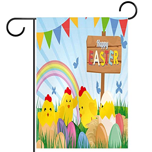 Drapeau de jardin anti décoloration Happy Easter double face pour le vent