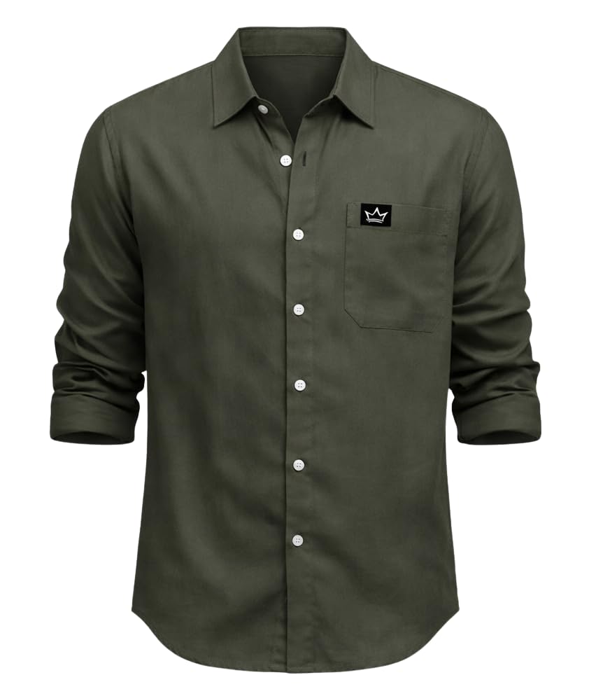 Image of IndoPrimo Men's Regular Fit Cotton Casual Shirt | Premium Solid Full Sleeve Shirt