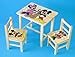Set in legno tavolino con 2 sedie per cameretta bambini. M10. Ottima idea regalo.Completo in pino con disegno a mano.