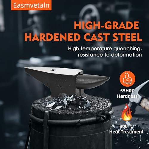 image for Easmvetaln Dual-Ended 66lbs Horn Cast Steel Anvil, High Hardness Rugge