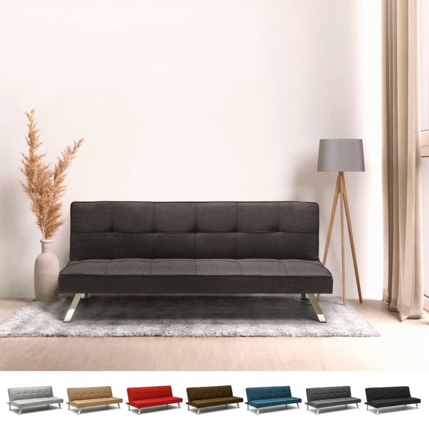 Produce Shop Canapé Convertible 2 Places Clic Clac en Tissu Design Moderne Gemma - Gris foncé