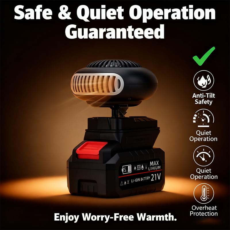 Image of Battery Operated Heater, Battery Powered Heater, Ultra-Light /Ultra-Powerful /Rechargeable /Portable Battery Operated Space Heater, with USB &1500mah Battery, for Camping /Cars /Office /Indoor (15-cell *2)