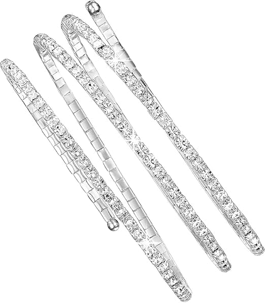 Multilayer Rhinestone Spiral Arm Cuff Bracelet for Upper Arm Crystal Silver Prom Bridal Bangle Bracelet Jewelry
