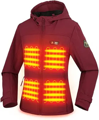 PTAHDUS Womens Heated Jacket with Battery Pack 7.4V, with Hand Warmer Pocket