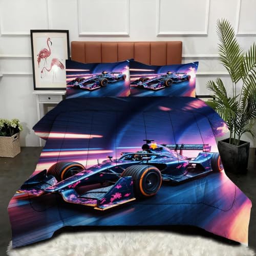 ZZXHG Nórdico de Tamaño Gigante | Coche Deportivo 3D, Edredón Mullido y Transpirable, Sustituto Edredón de Plumas, con 2 Fundas de Almohada, para Cama de 180 cm_j12588