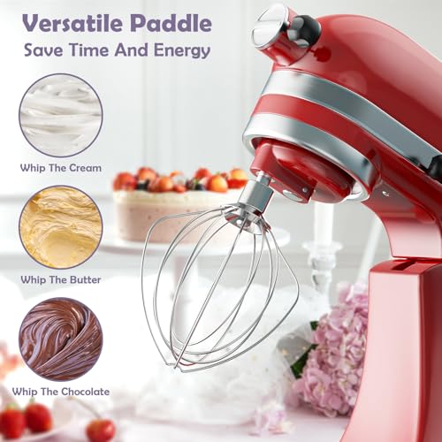 Image of Stainless Steel 6-Wire Whisk Attachment for KitchenAid Mixer, 4.5-5Qt Tilt-Head Stand Mixer Compatible, Dishwasher Safe, Ideal for Whipping Cream, Mixing Flour & Cake, Perfect for Mayonnaise Whisks