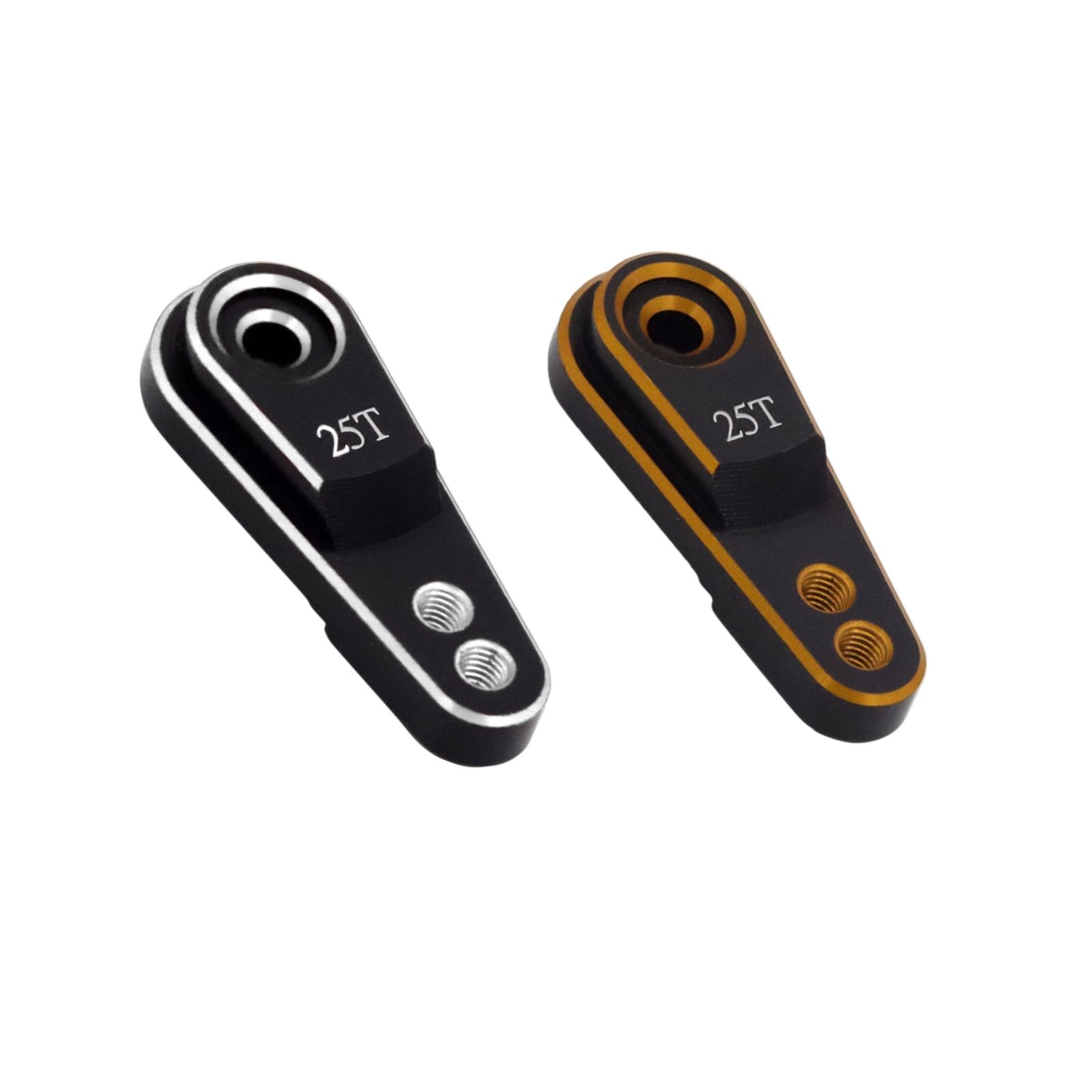 Servo Horn Arms Aluminium Alloy 25T RC Servo Horns Multi-Purpose Steering Gear Arm Bidirectional Servo Arm Black Gold & Black Silver (2 PCS)