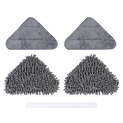 Image of 4 Pack of Microfiber Chenille Replacement Refill Pads and 1 Window Squeegee, Compatible with Most Triangle Mops