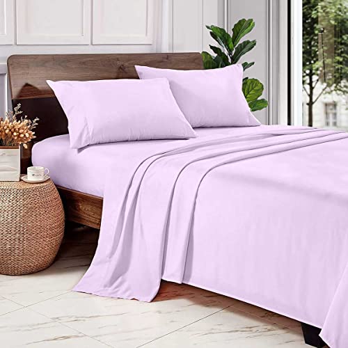 SGI bedding RV King Sheets Luxury Soft 100% Egyptian Cotton - Sheet Set for RV King 72x80 Mattress Lilac Solid 600 Thread Count Deep Pocket