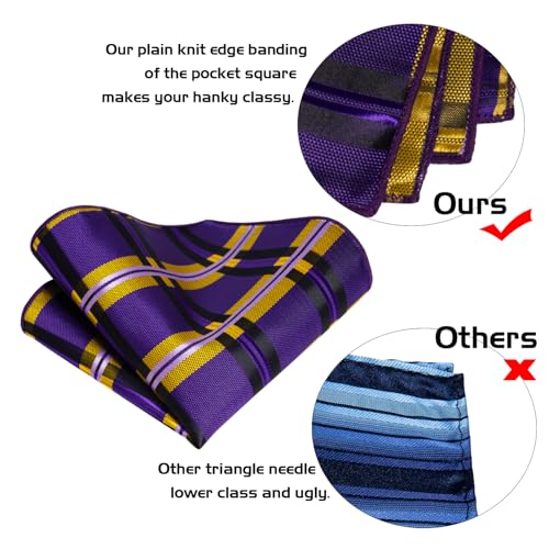 Image of 5PCS Mens Silk Designer Tie, Pocket Square, Cufflinks, Drilled Tie Ring and Lapel Pin Set for Wedding Groom Party