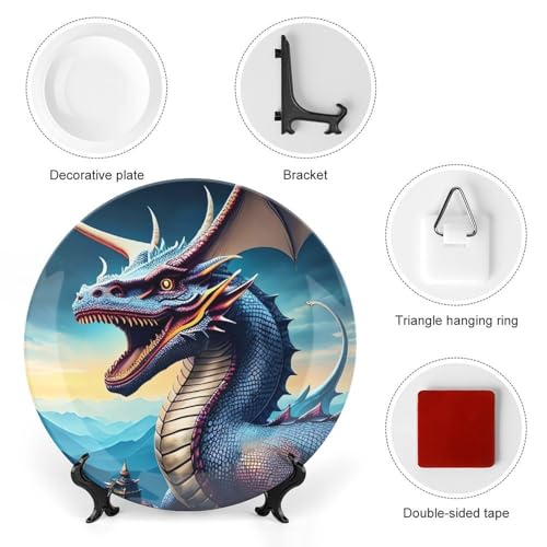 Plato Decorativo Roaring Dragon Bone China 7 pulgadas miniatura 3