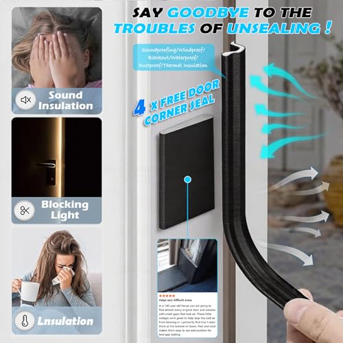 Bantie 20FT Kerf Weather Stripping Door Seal Sound Proof Weather Strips Seal Strip for Front Door Frame Soundproofing Exterior Door Insulation Gasket (with 4 Door Corner Seals) by Bantie - Image 2