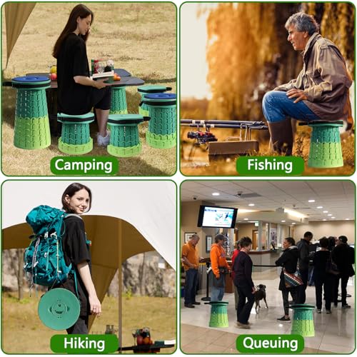 Image of 2026 Upgraded XXL Collapsible Stool with Thick Cushion,19.7 inchH-11.8 inchD Telescoping Folding Stool for Adults, More Sturdy Camping Stools with Load Capacity 1000lbs for Outdoor,Garden,Fishing,Hiking