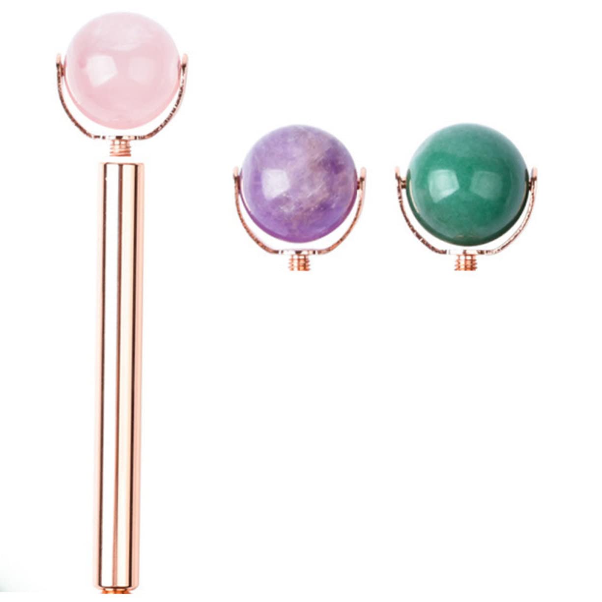 FRCOLOR 3pezzi Massaggiatore Faciale Naturale Per Sollievo Puffiness e Cura Della Strumento Di Allenamento Muscolare Per Viso Rosa
