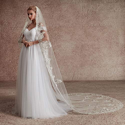 Elliehouse Womens Embroidery Lace White Wedding Bridal Veil With Comb S60Wt #TOP5