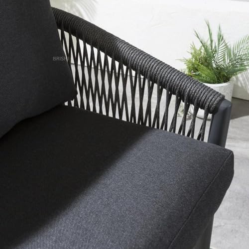 Image of BRISHI Outdoor Bar Set Garden Patio Bar Set Chairs and Table Set Balcony Braid & Rope (2 Seater, Black)