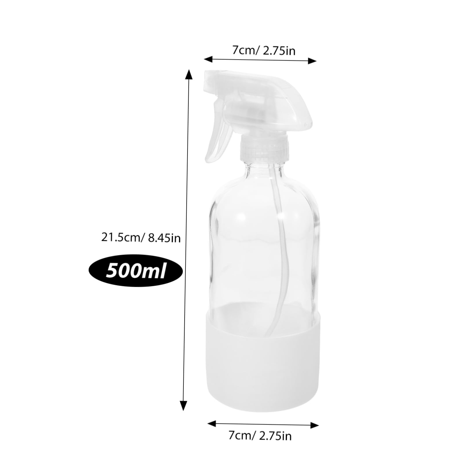 Bottiglia Spray 500ml in Vetro con Rivestimento in Silicone, 2 Pezzi | Nebulizzazione Fine, Bianco Moderno, Flaconi Vuoti Riutilizzabili per Uso Quotidiano