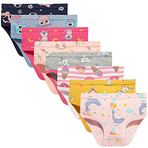 Image of Girls' Cotton Brief Breathable Toddler Panties Kids Assorted Underwears 6-8 pieces