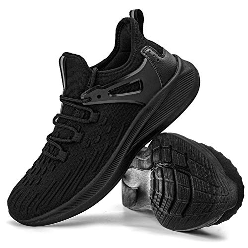 Mens sneakers black tennis shoes - lightweight walking shoes lace…