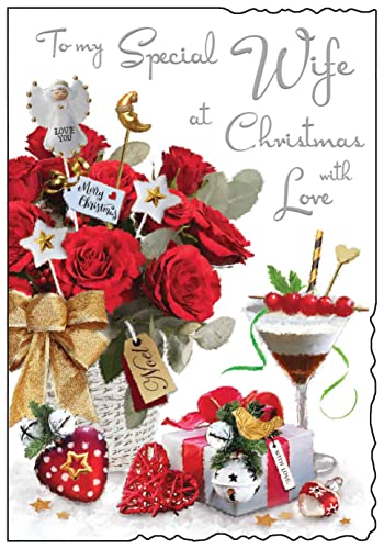 Jonny Javelin Special Wife Love At Christmas Card Rose Basket
