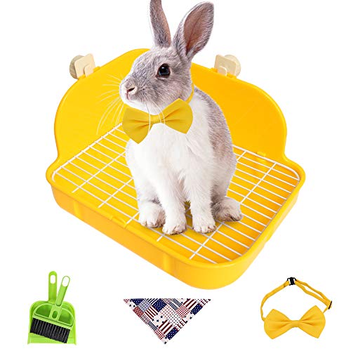 Humorous.P Rabbit Litter Box - Plastic Corner Litter Box Pet Litter Pan Potty Training Litter Box Toilet for Small Animal,Rabbit, Guinea Pig