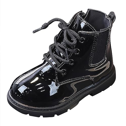IWIHMIV Girls Ankle Boots Kids Lace Up Leather Boots Comfortable Booties for Toddler Little Kid Kids Winter Shoes