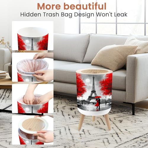 Caneca de basura pequeña con tapa pintura París 1.8 gal miniatura 4