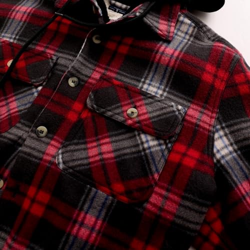 Image of LeeHanTon Mens Flannel Jackets Sherpa Lined Fleece Zip Up Winter Warm Workout Plaid Sweatshirt with Hood