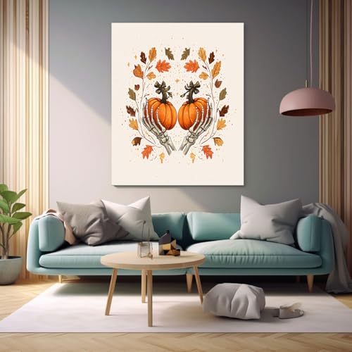 Décoration Murale Halloween Poster Boho Rétro Citrouille Marron 70x100cm Salon - 4