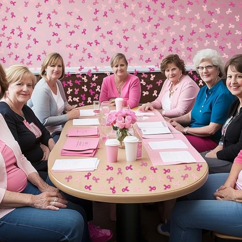 Image of Whaline 300 Pcs Breast Cancer Awareness Table Confetti Ribbon Shaped Glitter Confetti Pink Table Centerpiece For Party Decoration