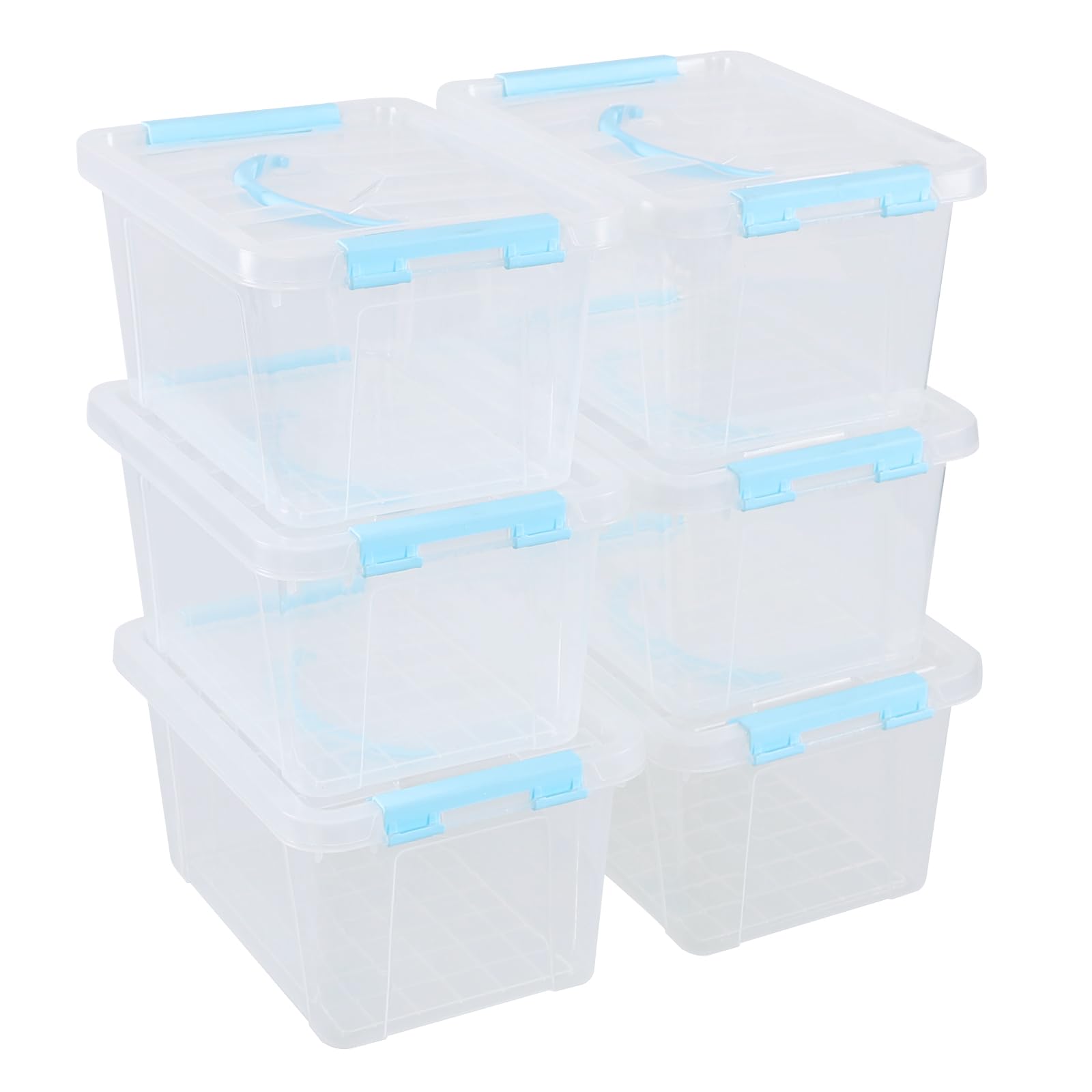 Jandson 6 L Plastic Storage Box with Lid Set of 6, Clear Latching Storage Container