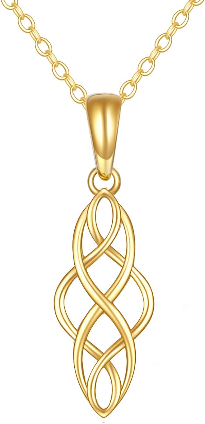 KECHO 14K Gold Celtic Knot Necklace for Women Amulet Pendant Irish Jewelry Birthday Gifts for Wife Daughter Mom