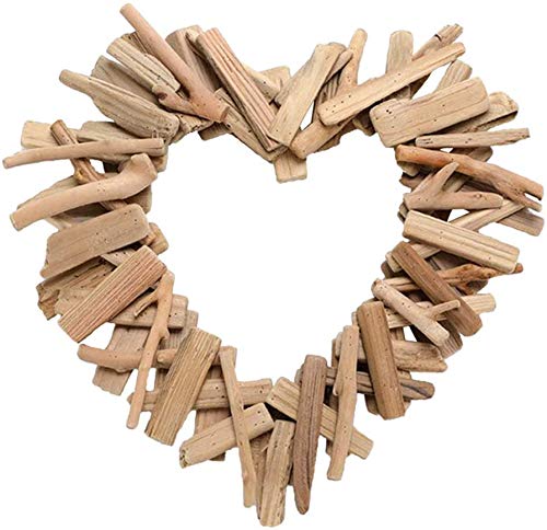 Wicker Heart Wreath Heart-Shaped Driftwood Wood Carved Wall Hanging Ornament