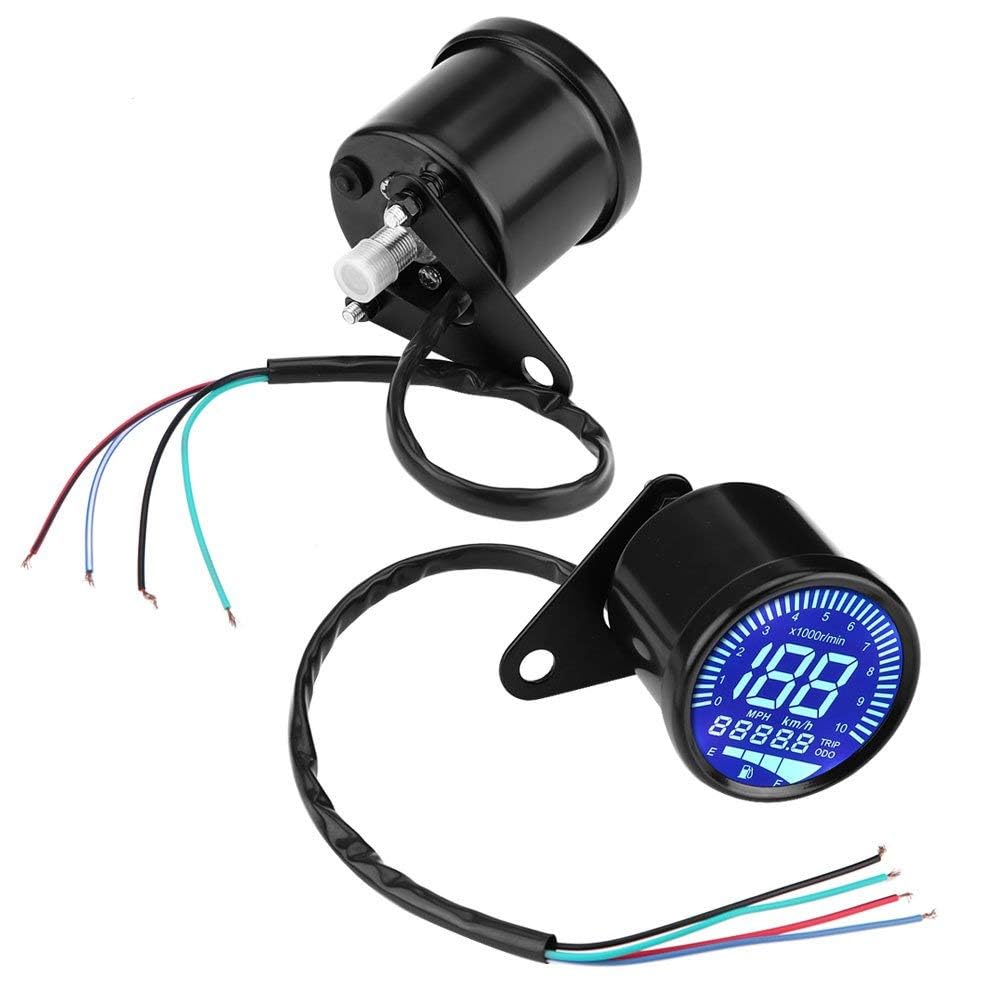 Contachilometri Digitale LED per Moto con Tachimetro e Livello Olio Integrato, Impermeabile, Scuro, Universale