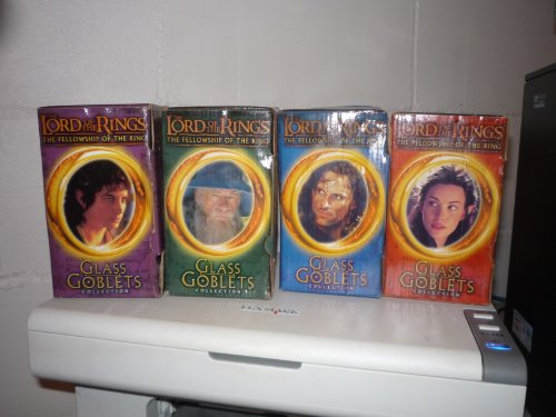 LORD OF THE RINGS GLASS GOBLET SET OF 4- FRODO,GANDALF, ARWEN & STRIDER
