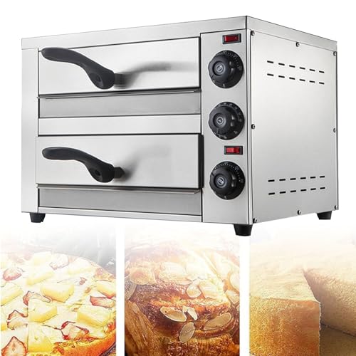Double Tier Pizza Oven, Commercial 12/16 Inch Countertop Electric Pizza Oven,Multipurpose Pizza Oven, for Restaurant Home Hotel (16in)