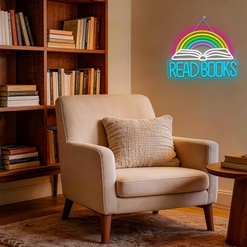 Image of Read Books Neon Sign Book Neon Light Colorful Rainbow Neon Light sign Read More Books Neon Signs Library Classroom Reading Room Bookstore Bookish Decoration Kids Gifts