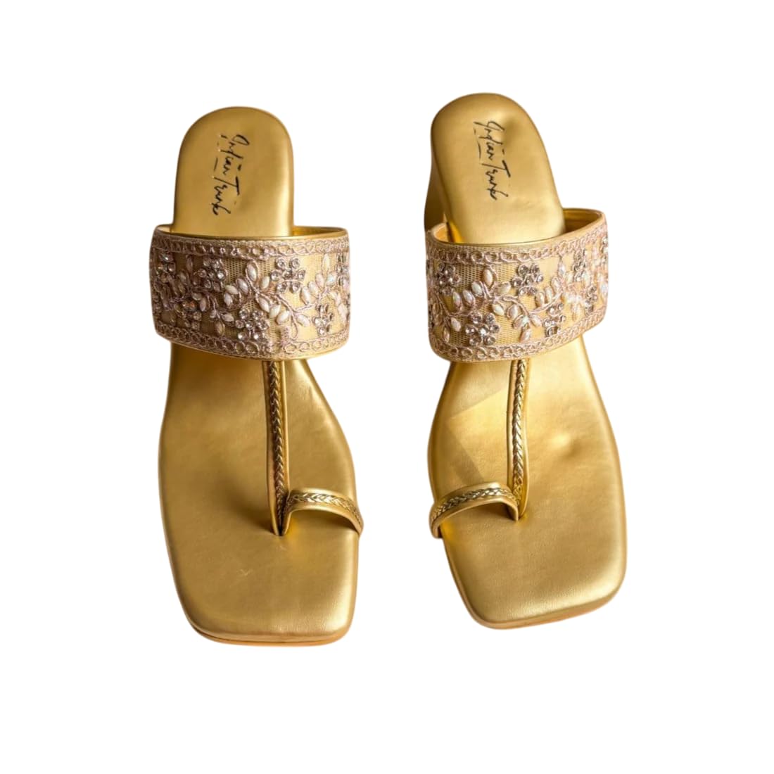 Golden Royale Kolhapuri Block Heels- Lightweight & Comfortable | Soft Sole | Perfect for Casual Outings-image-42