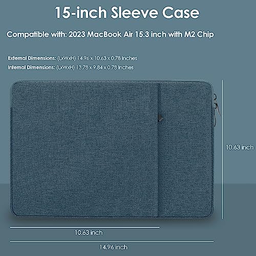 ProElife 15-Inch Laptop Sleeve Case for 2026-2023 MacBook Air 15 inch with M5 M4 M3 M2 A3448/A3241/A3114/A2941 Accessory Water-resistant Bag Travelling Carry Case Cover (Navy Blue) - Image 2