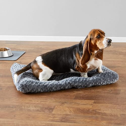 Amazon Basics Maschinenwaschbar Hundebett und Haustierbett für Mittelgroße Hunde - Waschbar und Strapazierfähig, 0,89 m, Graue Wirbel, 89 x 58 x 8 cm