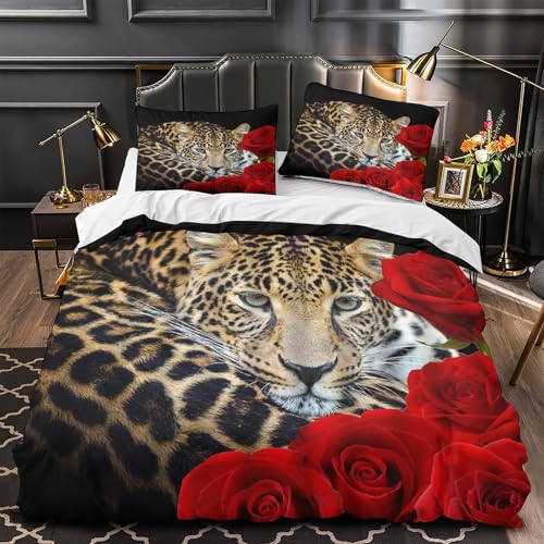 Housse de couette léopard super douce et hypoallergénique en microfibre